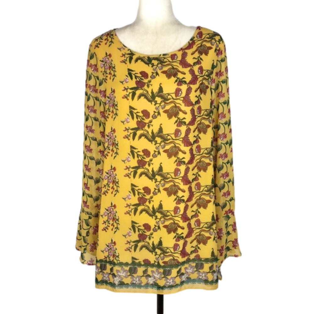 Max Studio yellow floral blouse